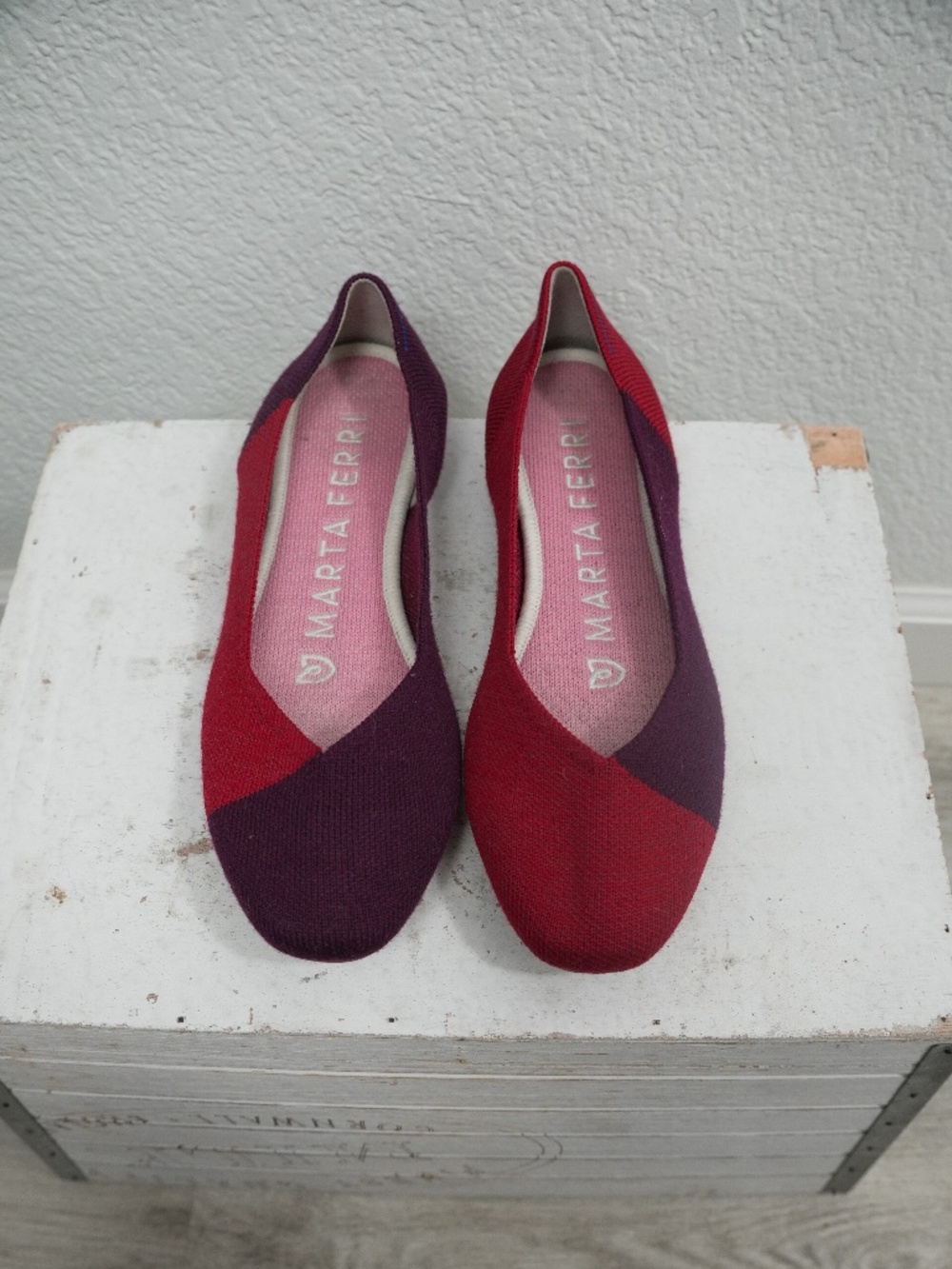 Rothy's x Marta Ferri Ballet Flats Womens 6.5 Cherry Violet Merino Wool Square